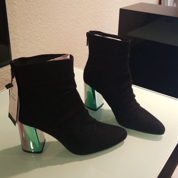 Zara Leather Ankle boots shimmery heel 6 - Picture 5 of 10